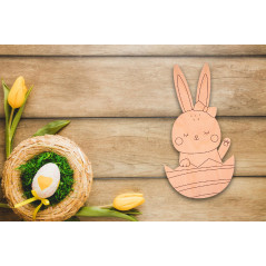 Pisanka drewniana królik w jajku dziewczynka 8x4cm