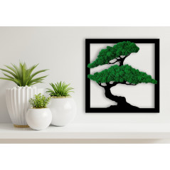 Obraz Drzewo Bonsai ciemny mech chrobotek kwadrat